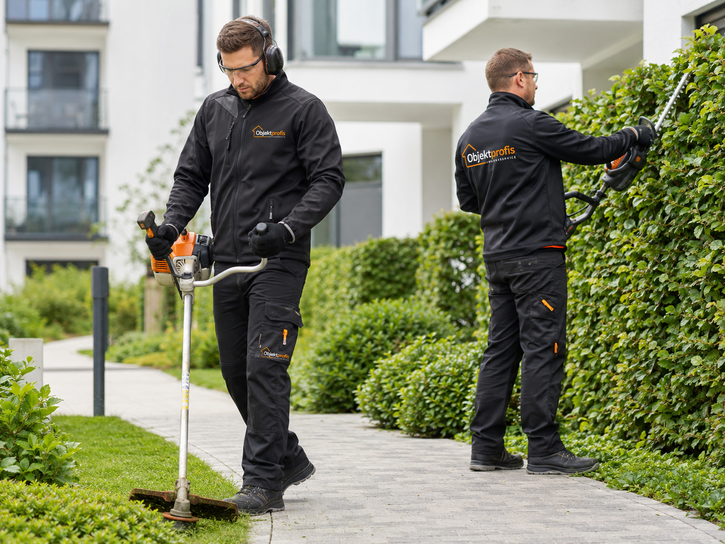 Objektprofis-Team bei Gartenpflege und Heckenschnitt